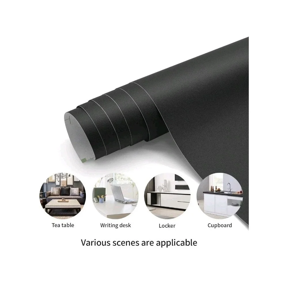 Seonta Matte Thick‎ Black Contact Paper Peel & Stick Wallpaper Removable